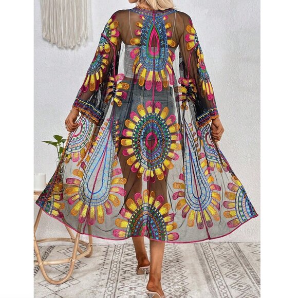 Summer in Posh C 🔆 | Euro Style Summer Beach Colorful Embroidery Kimono - Picture 3 of 9
